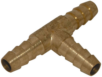 3/8" (10mm) Brass Multi Barbed Tee Hose Tail - THT-10