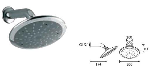 SIRRUS - 8 inch Fixed Shower Head & Arm for Concealed Valve - UFO-CP