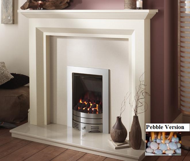 Crystal Fires - Diamond Contemporary Brushed Steel/Pebble Gas Fire - 116704