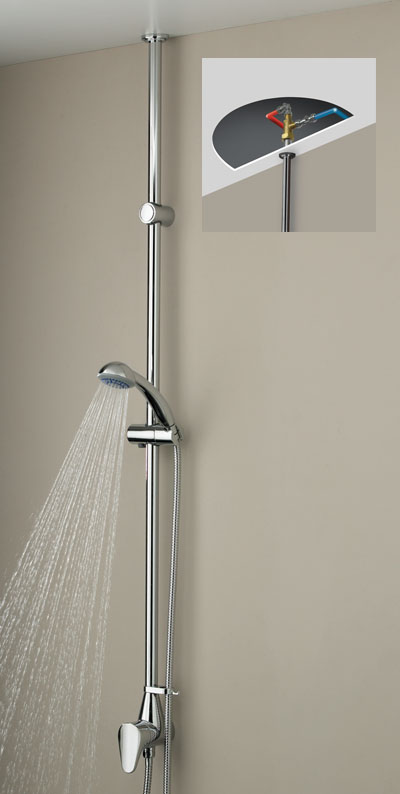 Bristan Jute Mini Twinline Thermostatic Shower with Adjustable Riser - JU MTLSHX C - JUMTLSHXC