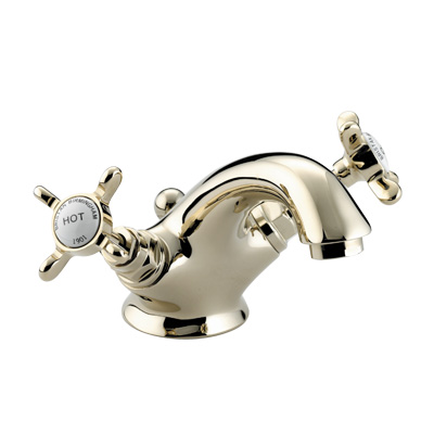 Bristan 1901 Mono Basin Mixer With Pop-Up Waste Gold Plated - N BAS G CD - NBASGCD