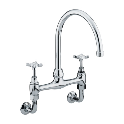 Bristan 1901 Wall Mounted Bridge Sink Mixer Chrome Plated - N WMDSM C - NWMDSMC