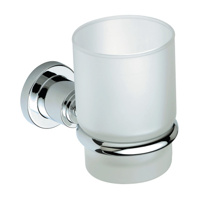 Bristan Prism Frosted Glass Tumbler & Holder Chrome - PM HOLD C - PMHOLDC - DISCONTINUED