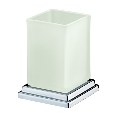 Bristan Qube Free Standing Frosted Glass Tumbler & Holder Chrome - QU FSTUMB C - QUFSTUMBC - DISCONTINUED