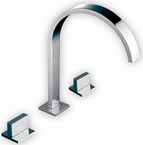 The 1810 Company TREFORO 3 HOLE CURVED SPOUT BRUSHED STEEL TAP - TRE/02/BS