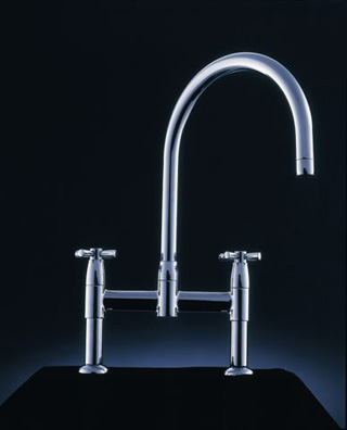 IO 2-3 Hole Sink Mixer With Crosshead Handles Pewter C14296