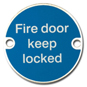 ASEC Metal "Fire Door Keep Locked" Sign - 76mm SAA - AS4037 