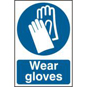 ASEC "Wear Gloves" 200mm X 300mm PVC Self Adhesive Sign - 1 Per Sheet - AS4636 
