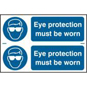 ASEC "Eye Protection Must Be Worn" 200mm X 300mm PVC Self Adhesive Sign - 2 Per Sheet - AS4638 