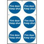 ASEC "Fire Door Keep Shut" 200mm X 300mm PVC Self Adhesive Sign - 6 Per Sheet - 151 