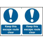 ASEC "Keep This Escape Route Clear" 200mm X 300mm PVC Self Adhesive Sign - 2 Per Sheet - 161 