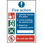 ASEC Fire Action Procedure 200mm X 300mm PVC Self Adhesive Sign - Option 1 - 174 
