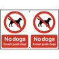 ASEC "No Dogs" 200mm X 300mm PVC Self Adhesive Sign - 2 Per Sheet - 612 