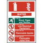 ASEC Fire Extinguisher 200mm X 300mm PVC Self Adhesive Sign - Water - 1360 