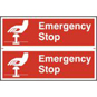 ASEC "Emergency Stop" 200mm X 300mm PVC Self Adhesive Sign - 1 Per Sheet - 1443 