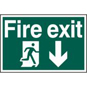 ASEC "Fire Exit" 200mm X 300mm PVC Self Adhesive Sign - Down - 1503 
