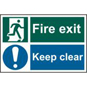 ASEC "Fire Exit Keep Clear" 200mm X 300mm PVC Self Adhesive Sign - 1 Per Sheet - 1540 