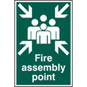 ASEC "Fire Assembly Point 200mm X 300mm PVC Self Adhesive Sign - 1 Per Sheet - 1541 