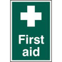 ASEC "First Aid" 200mm X 300mm PVC Self Adhesive Sign - 1 Per Sheet - 1550 