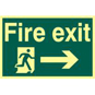 ASEC "Fire Exit" 200mm X 300mm PVC Self Adhesive Photo Luminescent Sign - Right - 1581 