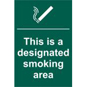 ASEC "This Is A Designated Smoking Area" 200mm X 300mm PVC Self Adhesive Sign - 1 Per Shee - 1630 