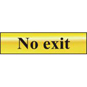 ASEC "No Exit" 200mm X 50mm Gold Self Adhesive Sign - 1 Per Sheet - 6027 