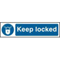 ASEC "Keep Locked" 200mm X 50mm PVC Self Adhesive Sign - 1 Per Sheet - 5011 