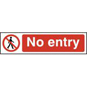 ASEC "No Entry" 200mm X 50mm PVC Self Adhesive Sign - 1 Per Sheet - 5052 