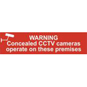 ASEC "Warning Concealed CCTV Cameras Operate On These Premises" 200mm X 50mm PVC Self Adhe - 5254 
