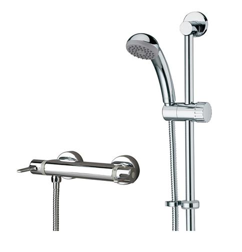 Bristan Thermostatic Exposed Bar Shower with Adjustable Riser Kit, Single Function Handset and Fast Fit Connections - DUL2 SHXARFF C - DUL2SHXARFFC 