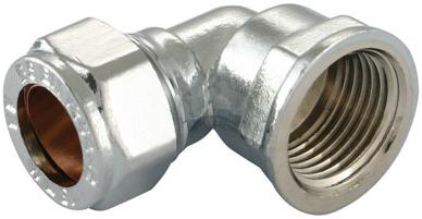 22mm x 3/4" Chrome Plated Compression Female Elbow Adaptors