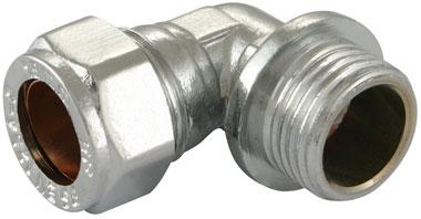 22mm x 1" Chrome Plated Compression Male Elbow Adaptors