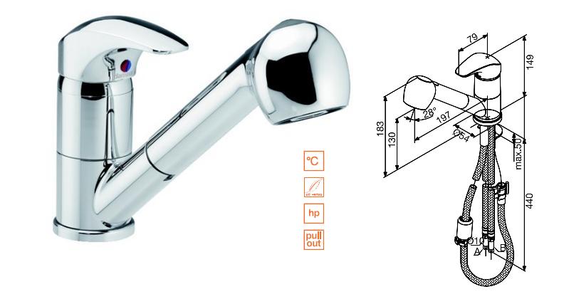 Damixa - Space Pull Out Mono Kitchen Mixer - TB101141 - SOLD-OUT!! 