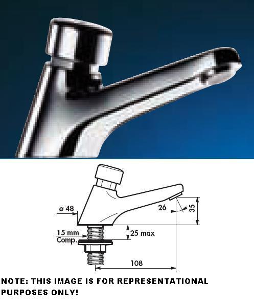 TEMPOSTOP Basin Tap 15mm Compression 15 (seconds) With Reinforced Fixing - DD 745300