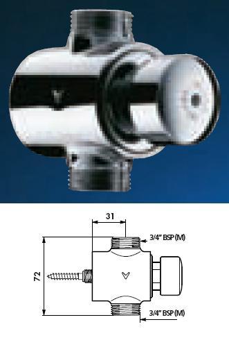 TEMPOSTOP Siphon Action Urinal Valve Straight 3/4" BSP(MM) 7 (seconds) - DD 779100