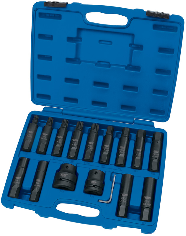 16 Piece 3/4" And 1" Square Drive Impact Hexagon And Draper TX-Star Socket And Bit Set - 04269 
