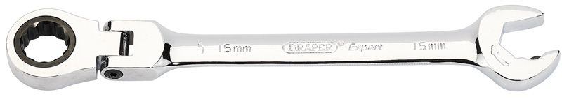 Expert 15mm Draper Expert Hi-Torq® Metric Flexible Head Double Ratcheting Combination Spann - 06860 