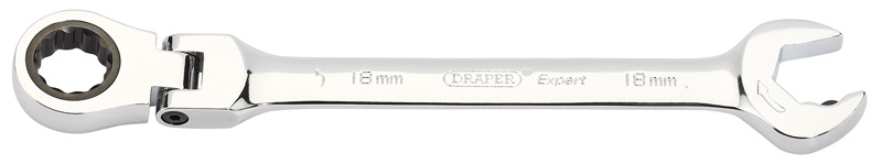 Expert 18mm Draper Expert Hi-Torq® Metric Flexible Head Double Ratcheting Combination Spann - 06863 
