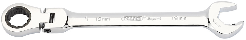 Expert 19mm Draper Expert Hi-Torq® Metric Flexible Head Double Ratcheting Combination Spann - 06865 