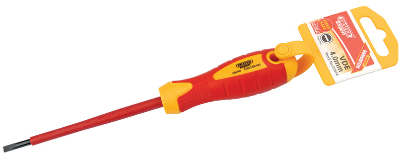 Expert 4mm X 100mm Fully Insulated Plain Slot Screwdriver. (Display Packed) - 07474 