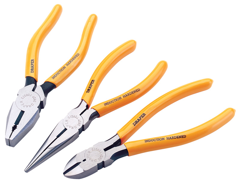 DIY Series 3 Piece 160mm Pliers Set With PVC Dipped Handles - 09401 