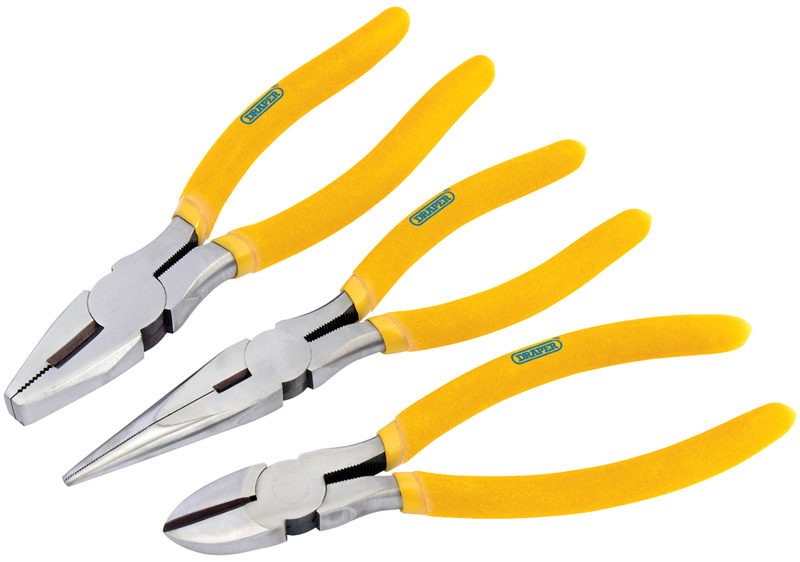 DIY Series 190mm 3 Piece Pliers Set With PVC Dipped Handles - 12518 