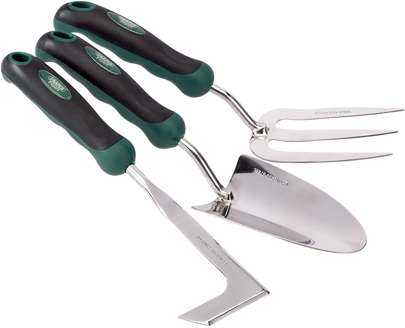 3 Piece Stainless Steel Heavy Duty Soft Grip Fork, Trowel And Weeder Set - 27436 