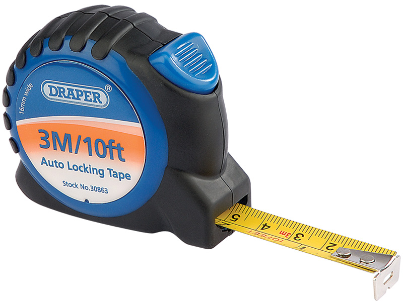 3m/10ft Soft Grip Auto Lock Measuring Tape - 30863 