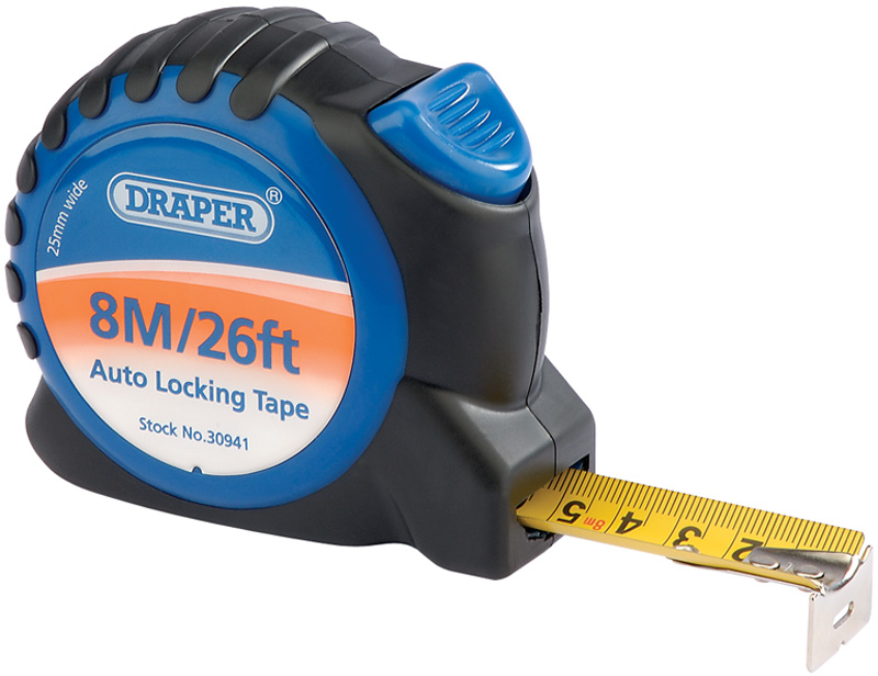 8m/26ft Soft Grip Auto Lock Measuring Tape - 30941 - DISCONTINUED 