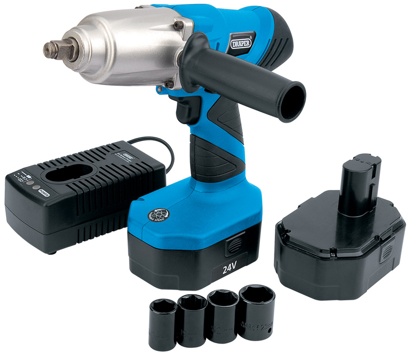 24V Cordless 1/2" Square Drive Impact Wrench With Two NI-CD Batteries - 31075 - SOLD-OUT!! 