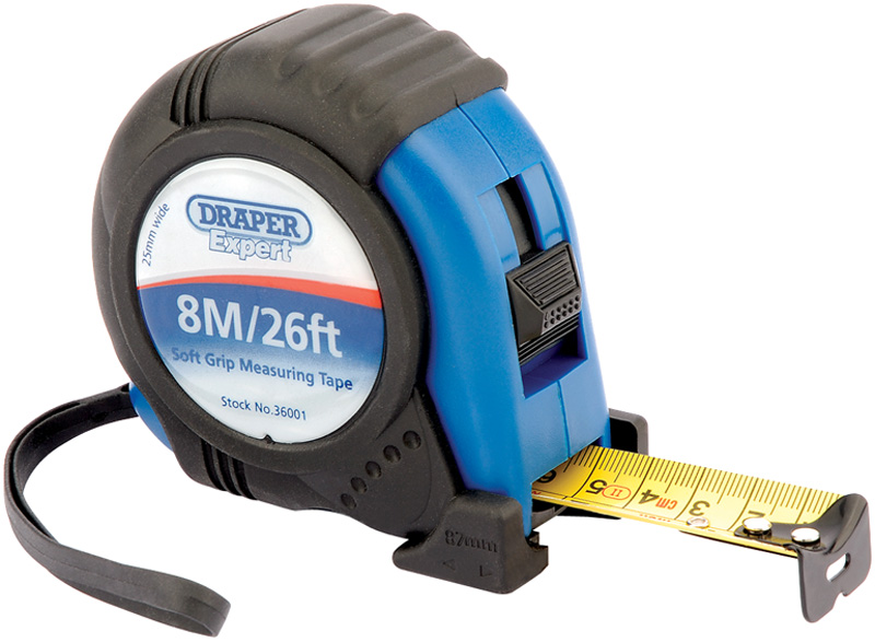 8m/26ft Soft Grip Heavy Duty Trade Measuring Tape - 36001 