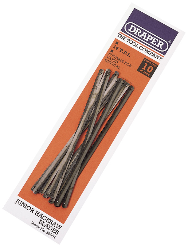 10 X 14 TPI Wood Cutting Junior Hacksaw Blades - 39007 