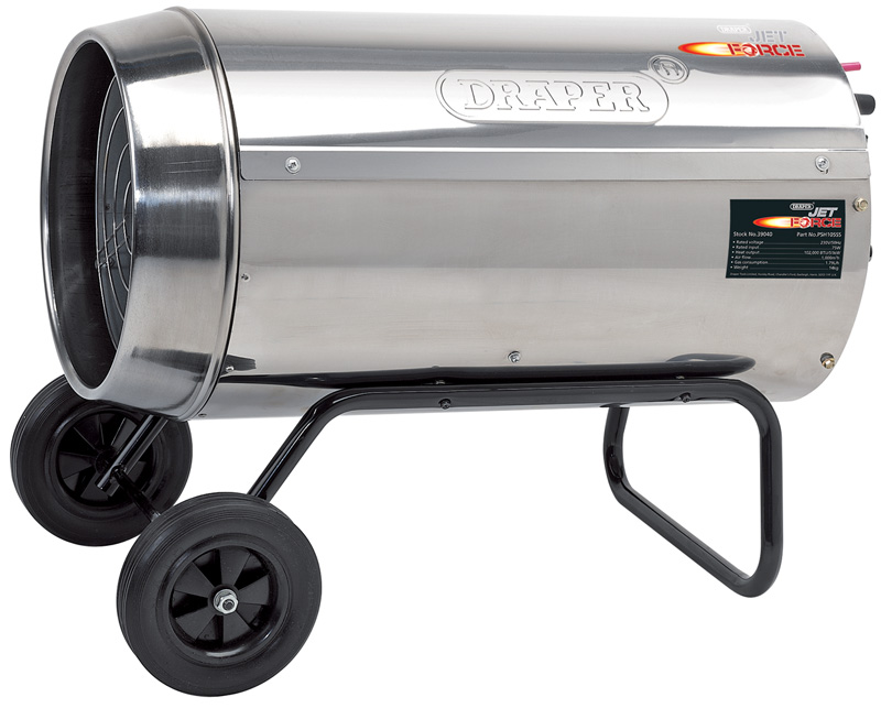 102,000 BTU (30kw) 230V Stainless Steel Propane Mix Space Heater With Wheels - 39040 - SOLD-OUT!! 