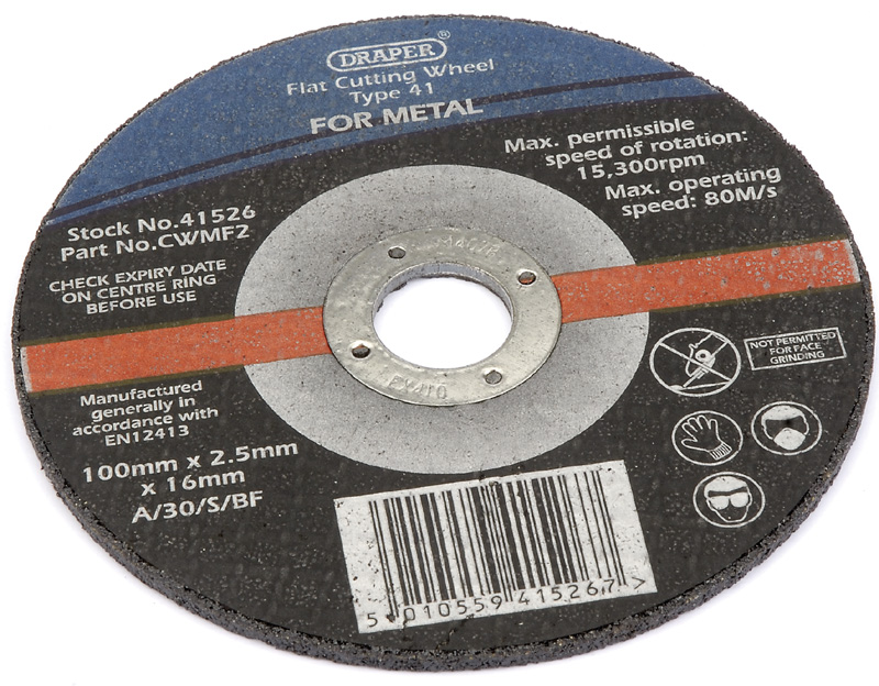 100 X 16 X 2.5mm Flat Metal Cutting Wheel - 41526 